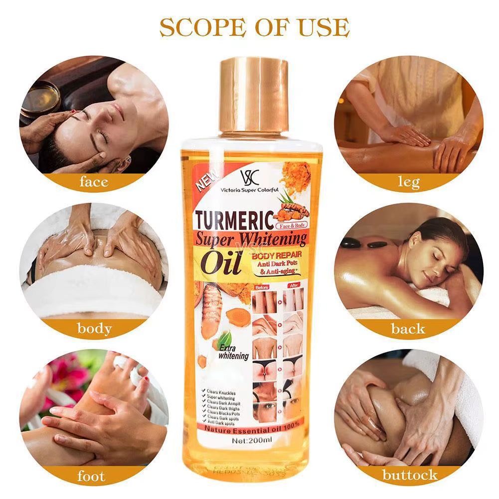 200Ml Turmeric Essential Oil Facial Body Massage Oil Moisturizing Brightening Smoothing Body Face Skin Care Product